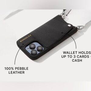 Bandolier Crossbody Black iPhone 12/12 Pro Case with leather strap. Brand new